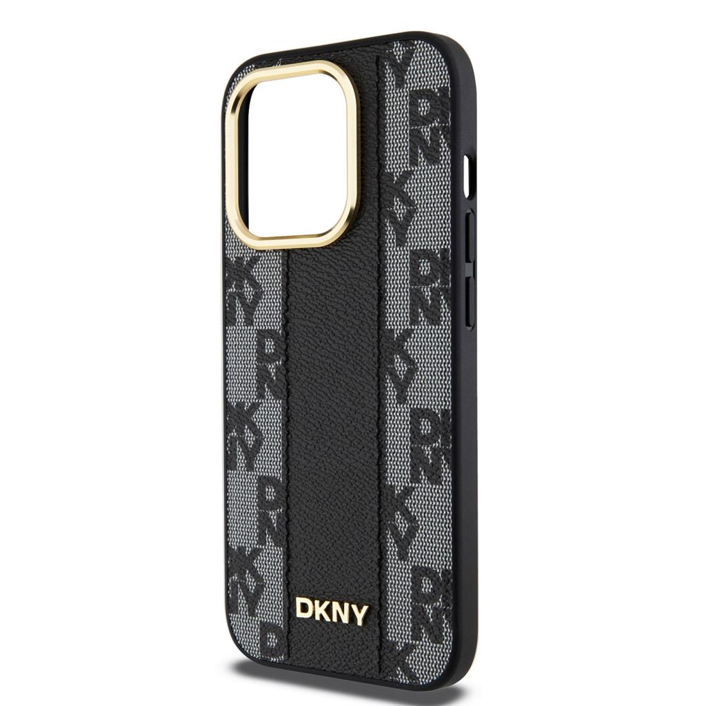 Apple iPhone 15 Pro DKNY PU Leather Checkered Pattern Magsafe hátlap tok (Fekete - DKHMP15LPCPVSLK)