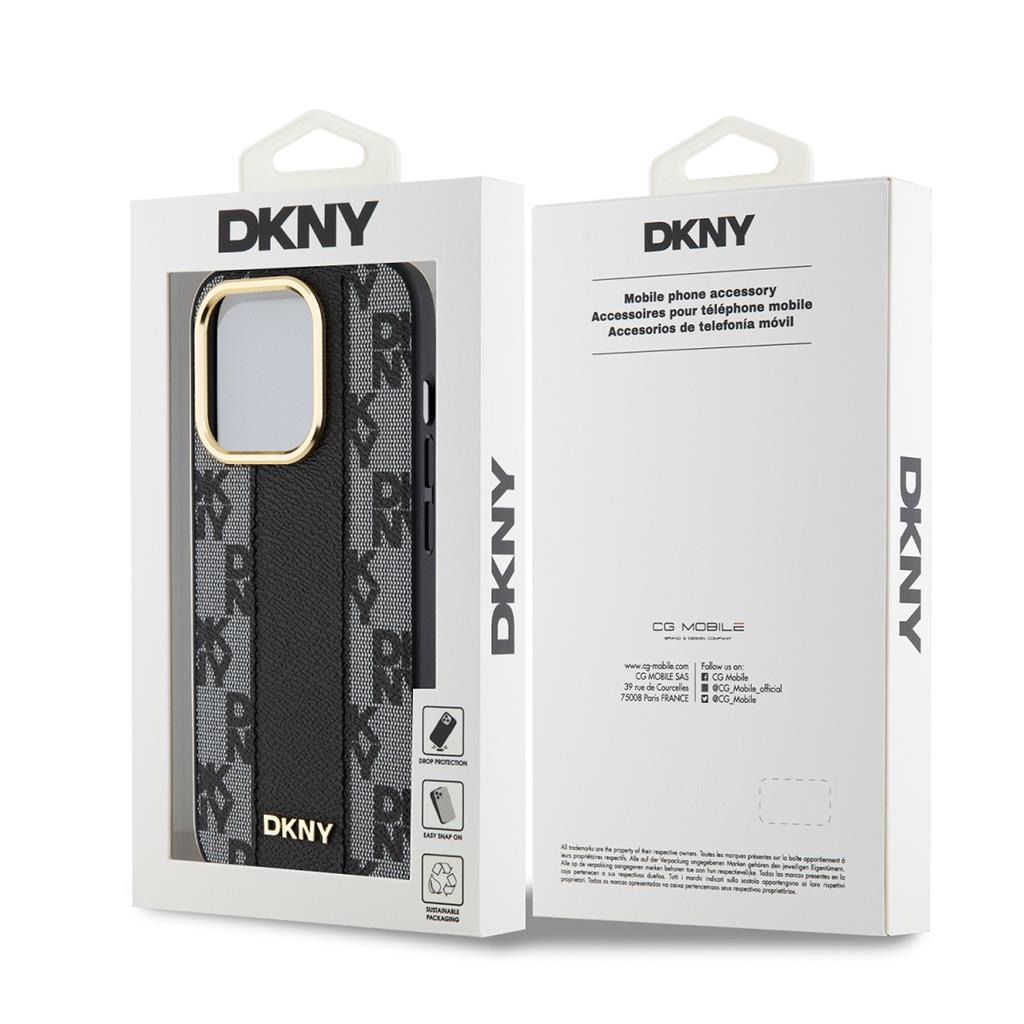 Apple iPhone 15 Pro DKNY PU Leather Checkered Pattern Magsafe hátlap tok (Fekete - DKHMP15LPCPVSLK)