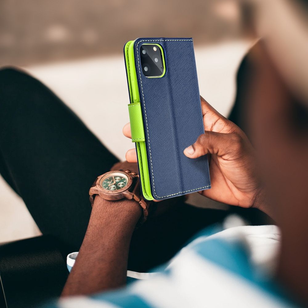 Apple iPhone 15 Pro Fancy book notesz tok (kék-lime)
