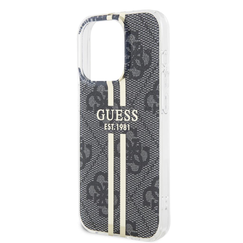 Apple iPhone 15 Pro Guess IML 4G Gold Stripe tok (Fekete) - GUHCP15LH4PSEGK