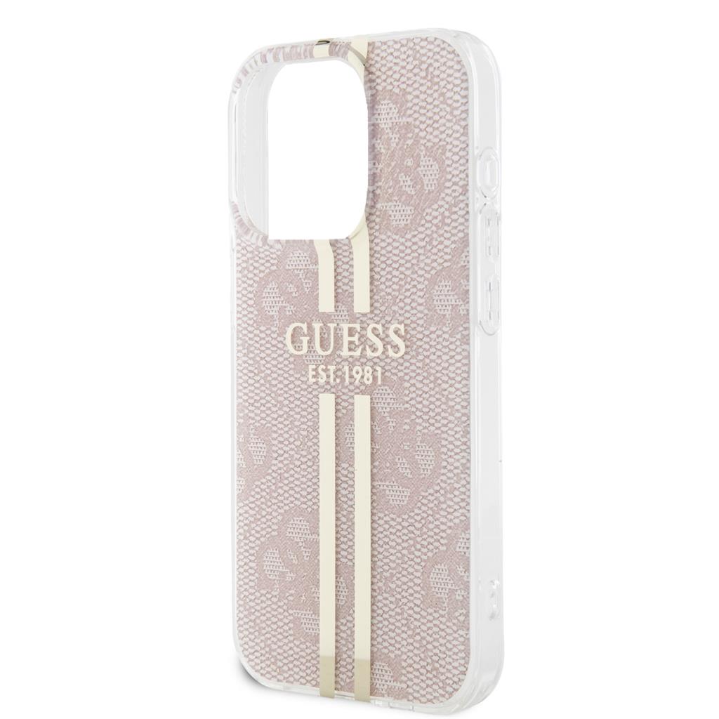Apple iPhone 15 Pro Guess IML 4G Gold Stripe tok (Rózsaszín) - GUHCP15LH4PSEGP