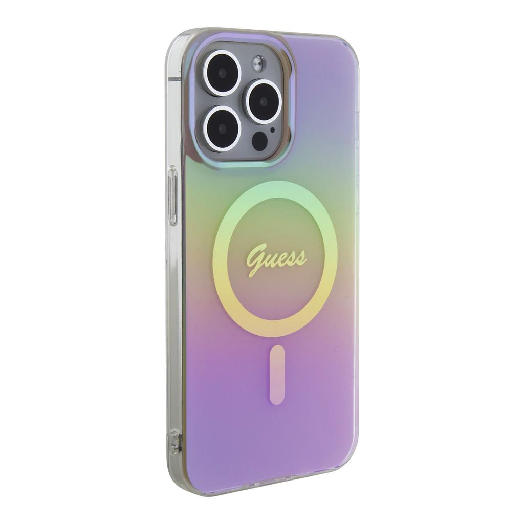Apple iPhone 15 Pro Guess IML Iridescent Script MagSafe tok (Rózsaszín) - GUHMP15LHITSP
