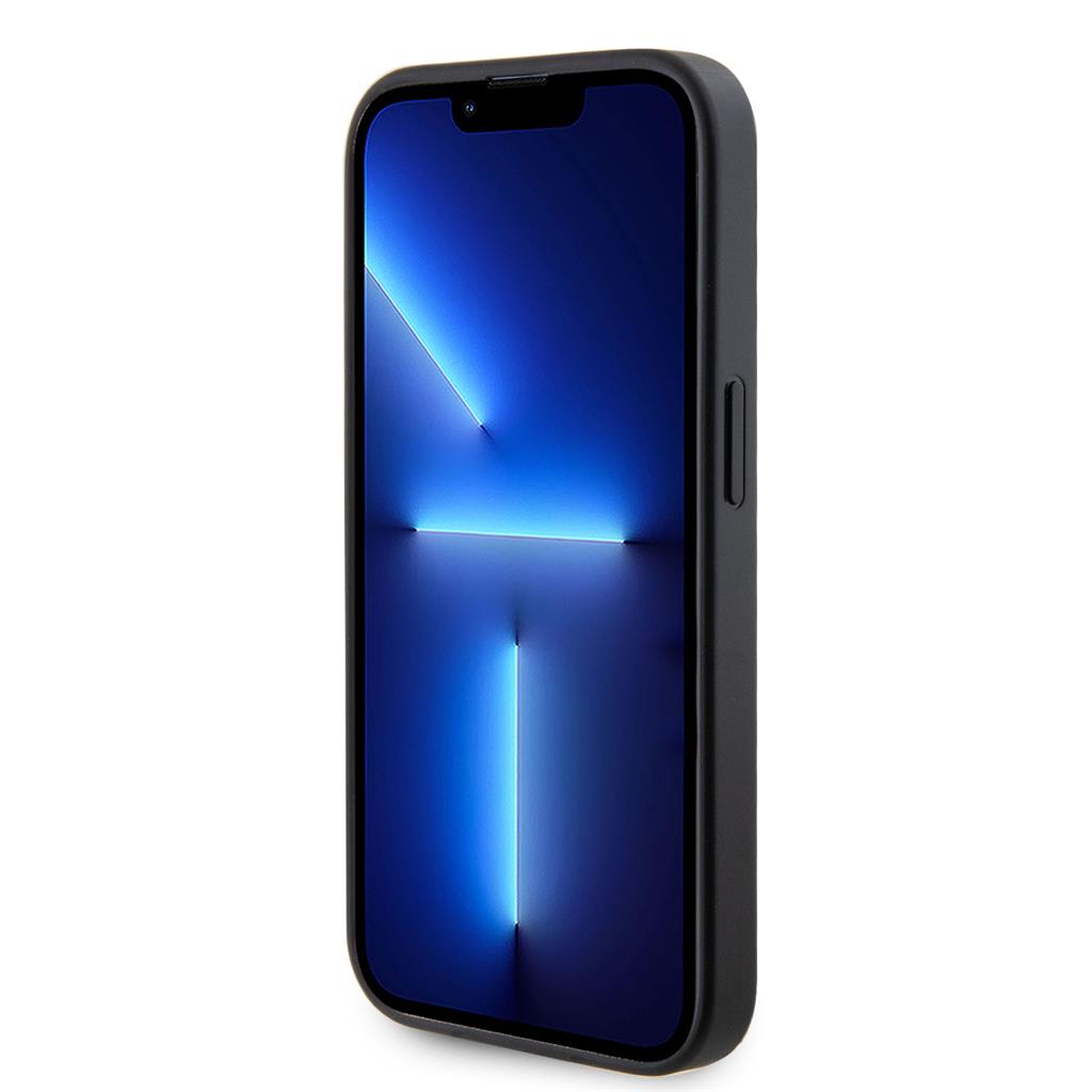 Apple iPhone 15 Pro Guess PU 4G Strass Metal Logo tok (Fekete) - GUHCP15LPS4DGPK