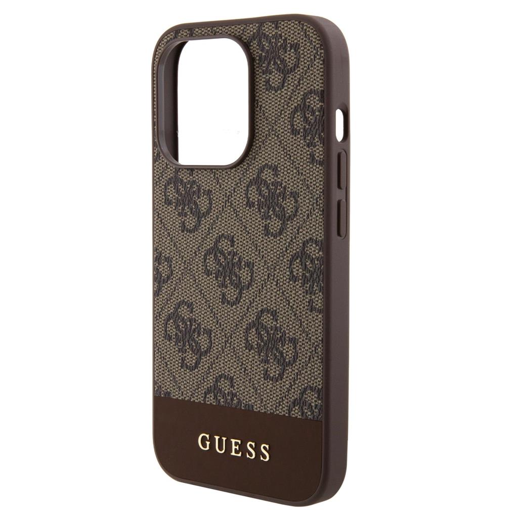 Apple iPhone 15 Pro Guess PU 4G Stripe MagSafe tok (Barna) - GUHMP15LG4GLBR