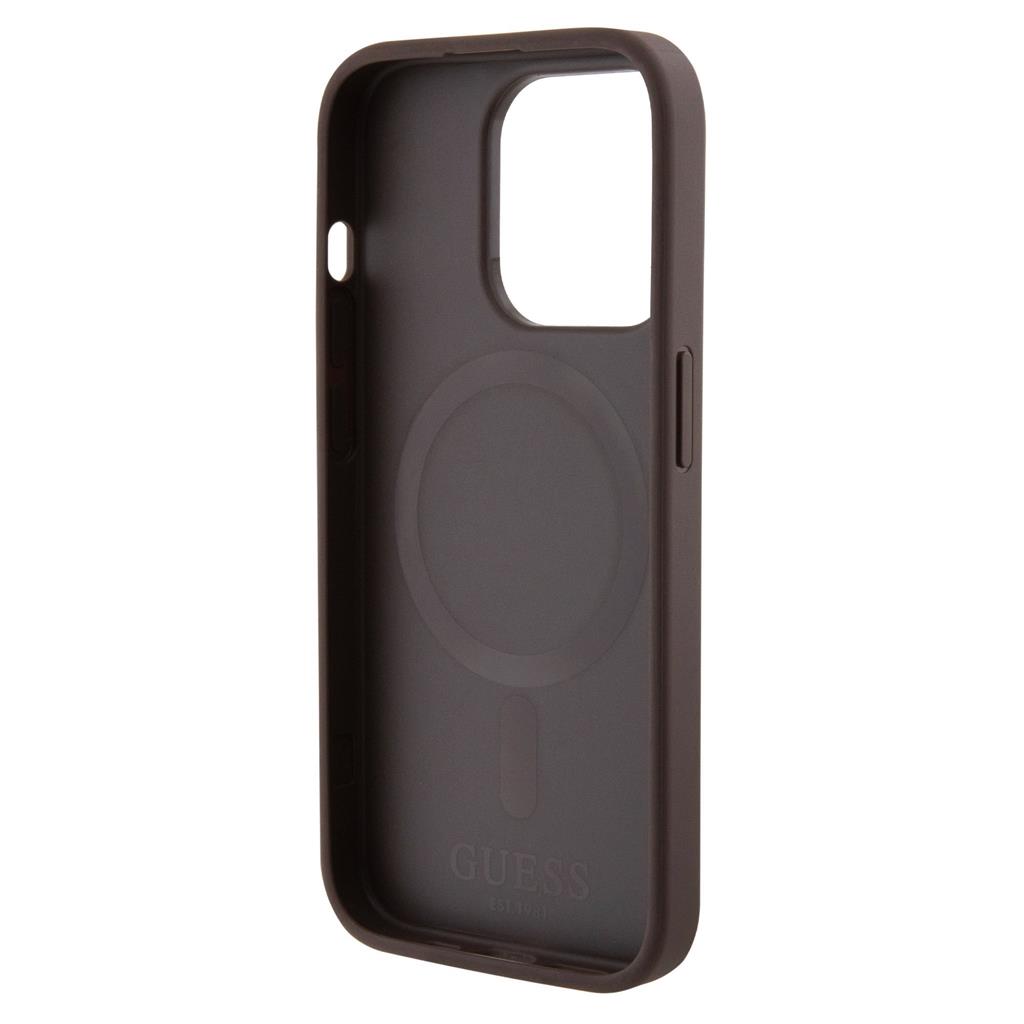 Apple iPhone 15 Pro Guess PU 4G Stripe MagSafe tok (Barna) - GUHMP15LG4GLBR
