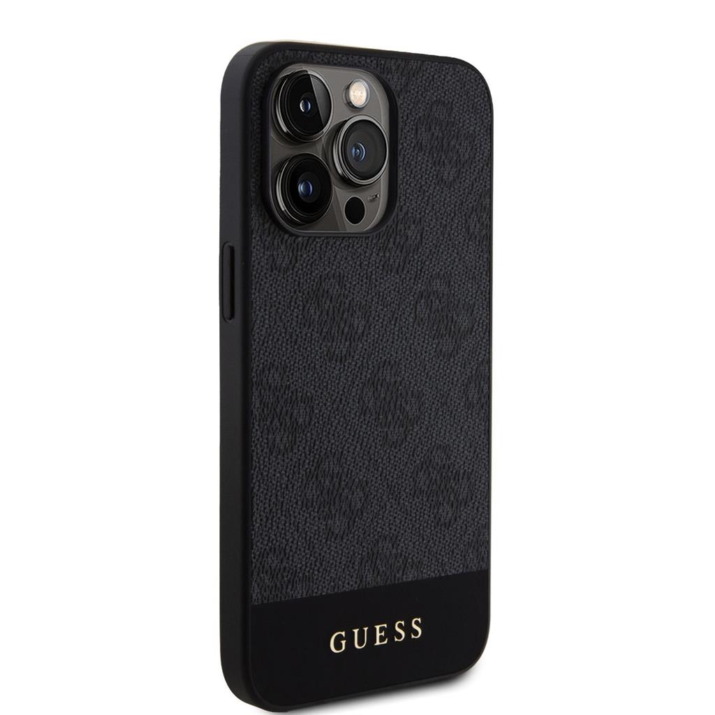 Apple iPhone 15 Pro Guess PU 4G Stripe MagSafe tok (Fekete) - GUHMP15LG4GLGR