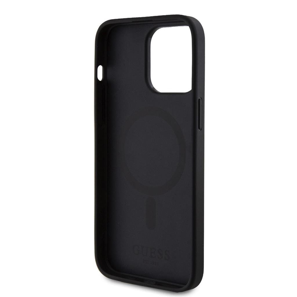 Apple iPhone 15 Pro Guess PU 4G Stripe MagSafe tok (Fekete) - GUHMP15LG4GLGR