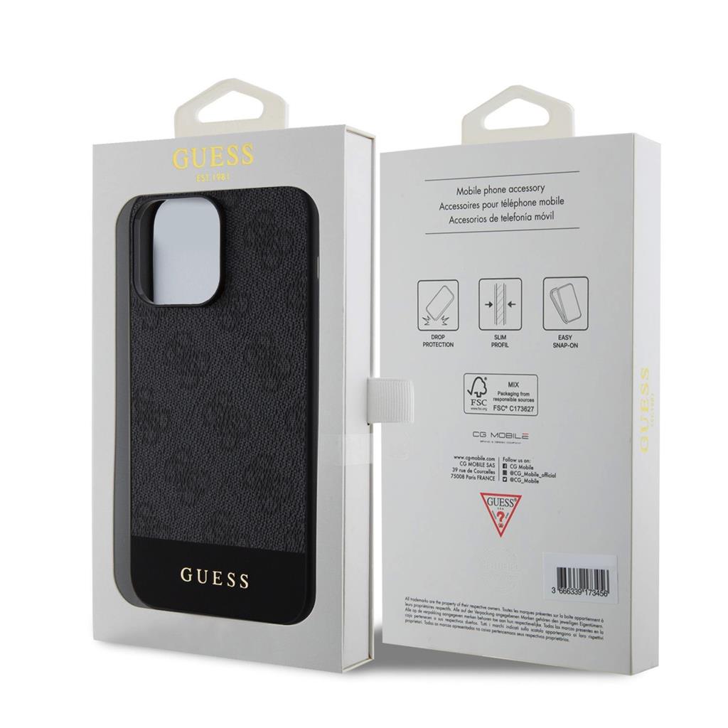 Apple iPhone 15 Pro Guess PU 4G Stripe MagSafe tok (Fekete) - GUHMP15LG4GLGR