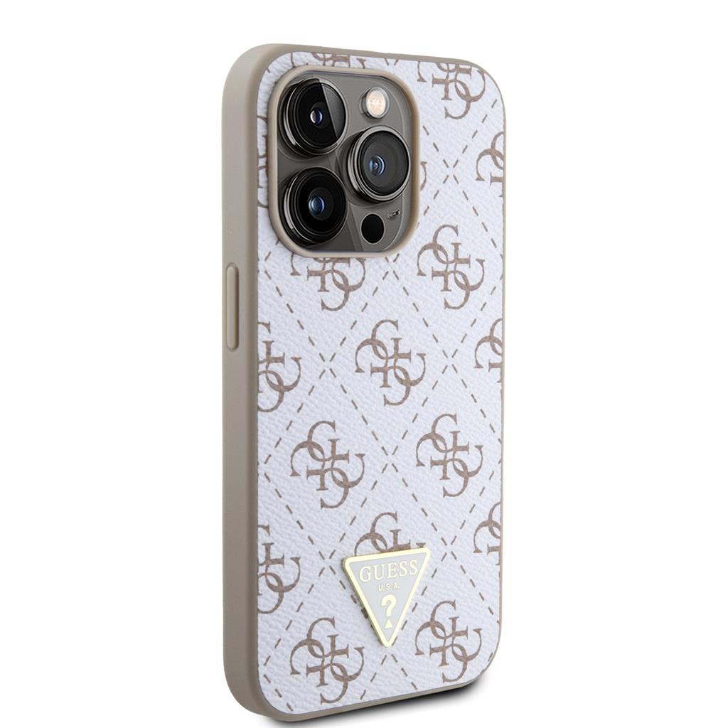 Apple iPhone 15 Pro Guess PU Leather 4G Triangle Metal Logo tok (Fehér) - GUHCP15LPG4GPH