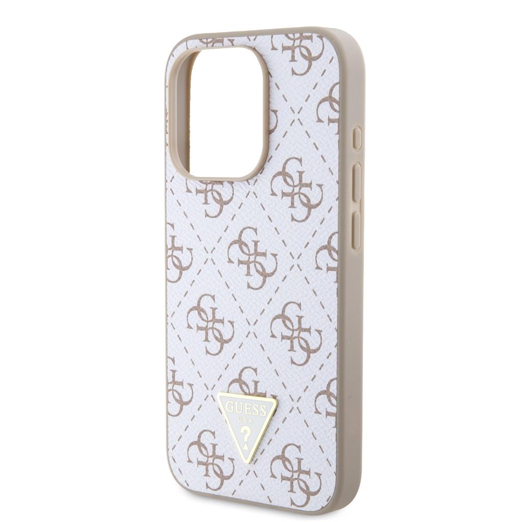 Apple iPhone 15 Pro Guess PU Leather 4G Triangle Metal Logo tok (Fehér) - GUHCP15LPG4GPH