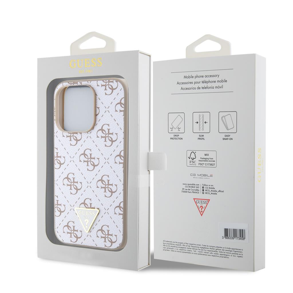 Apple iPhone 15 Pro Guess PU Leather 4G Triangle Metal Logo tok (Fehér) - GUHCP15LPG4GPH