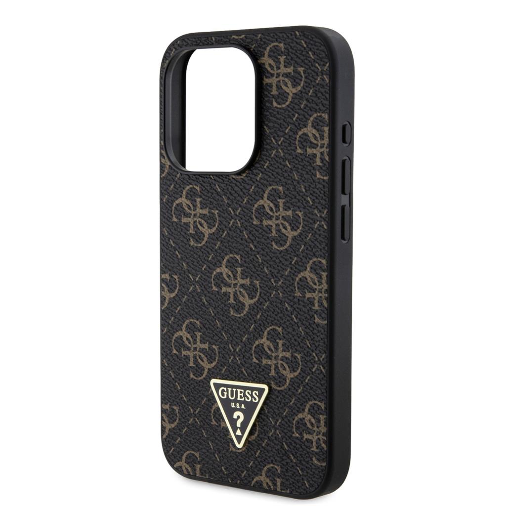Apple iPhone 15 Pro Guess PU Leather 4G Triangle Metal Logo hátlap tok (Fekete - GUHCP15LPG4GPK) 1