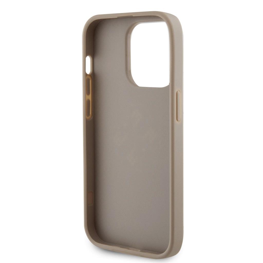 Apple iPhone 15 Pro Guess PU Perforált 4G Glitter Metal Logo tok (Arany) - GUHCP15LPSP4LGD