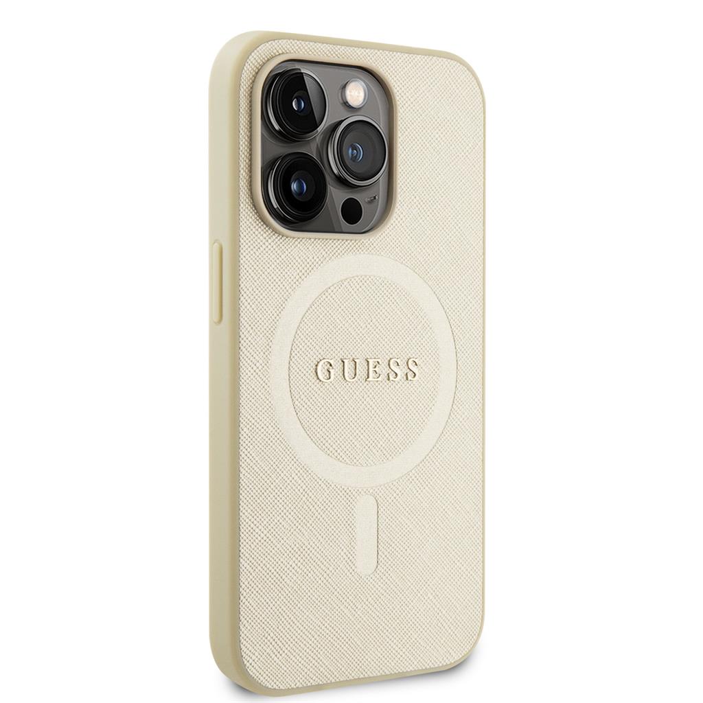 Apple iPhone 15 Pro Guess PU Saffiano MagSafe tok (Bézs) - GUHMP15LPSAHMCB