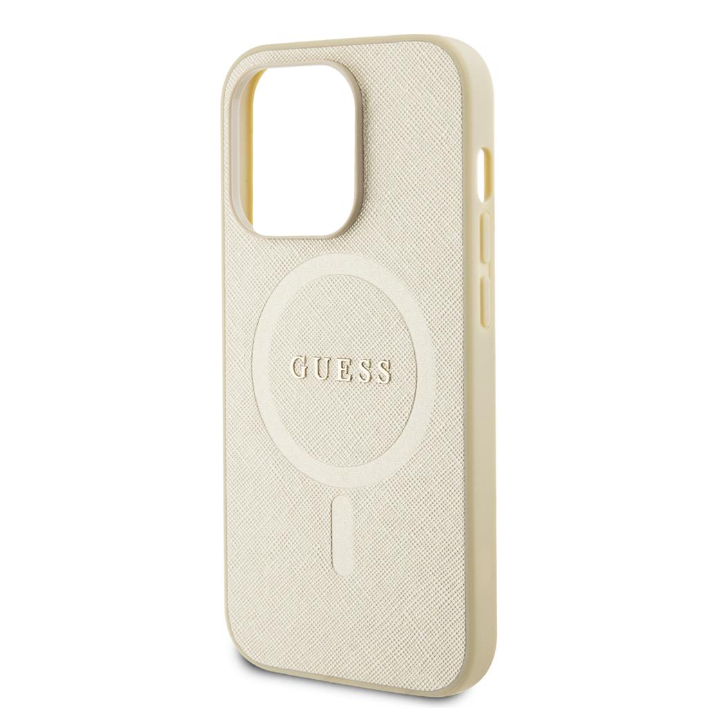 Apple iPhone 15 Pro Guess PU Saffiano MagSafe tok (Bézs) - GUHMP15LPSAHMCB