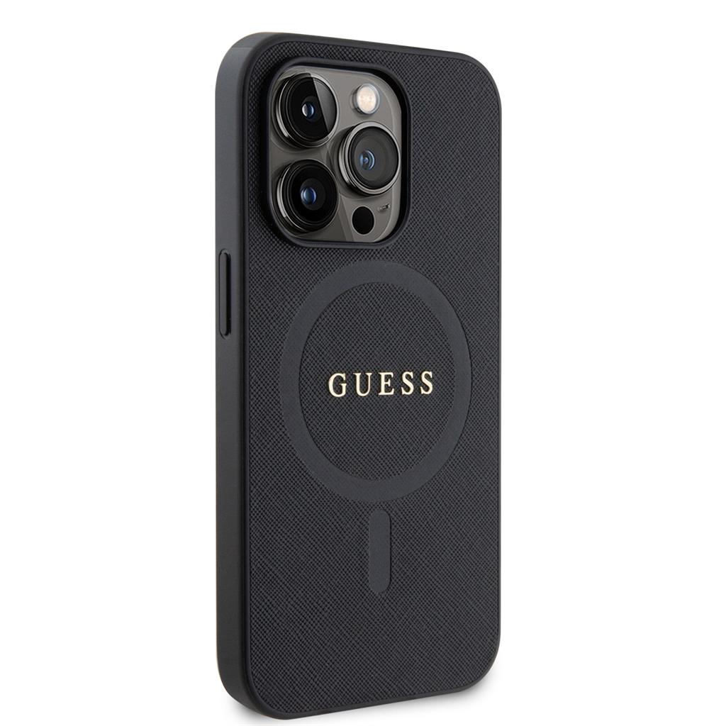 Apple iPhone 15 Pro Guess PU Saffiano MagSafe tok (Fekete) - GUHMP15LPSAHMCK