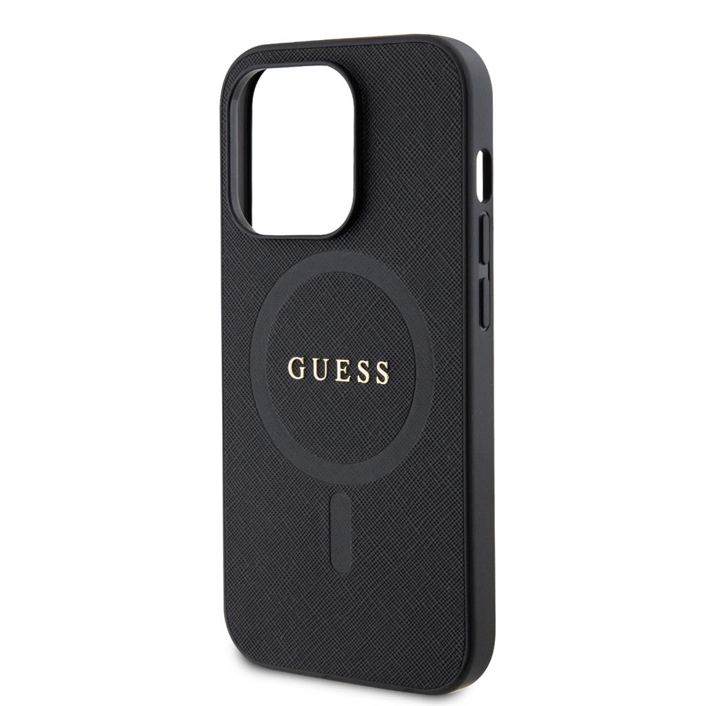 Apple iPhone 15 Pro Guess PU Saffiano MagSafe tok (Fekete) - GUHMP15LPSAHMCK