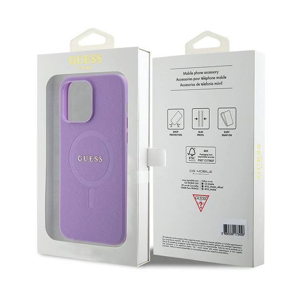 Apple iPhone 15 Pro Guess PU Saffiano MagSafe tok (Lila) - GUHMP15LPSAHMCU