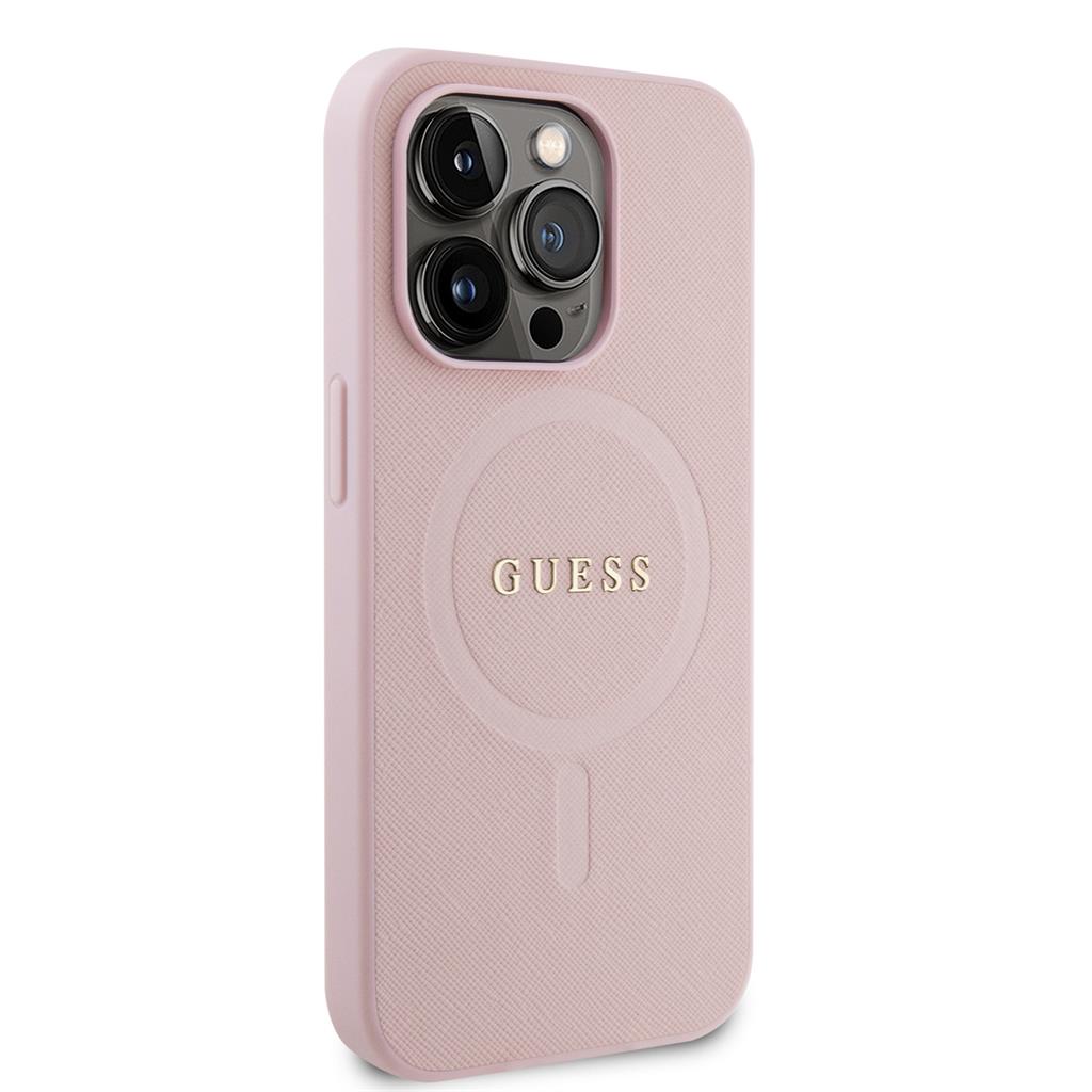 Apple iPhone 15 Pro Guess PU Saffiano MagSafe tok (Rózsaszín) - GUHMP15LPSAHMCP