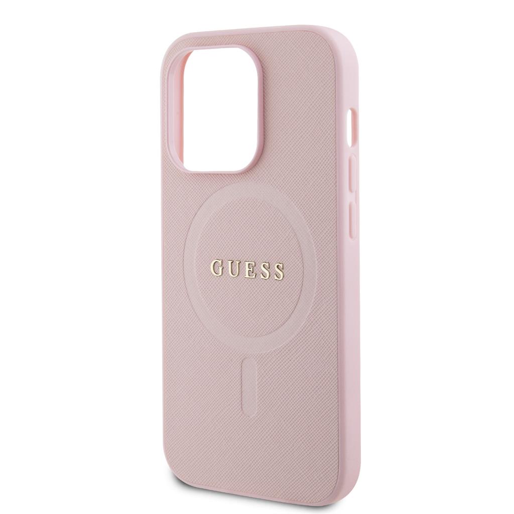 Apple iPhone 15 Pro Guess PU Saffiano MagSafe tok (Rózsaszín) - GUHMP15LPSAHMCP