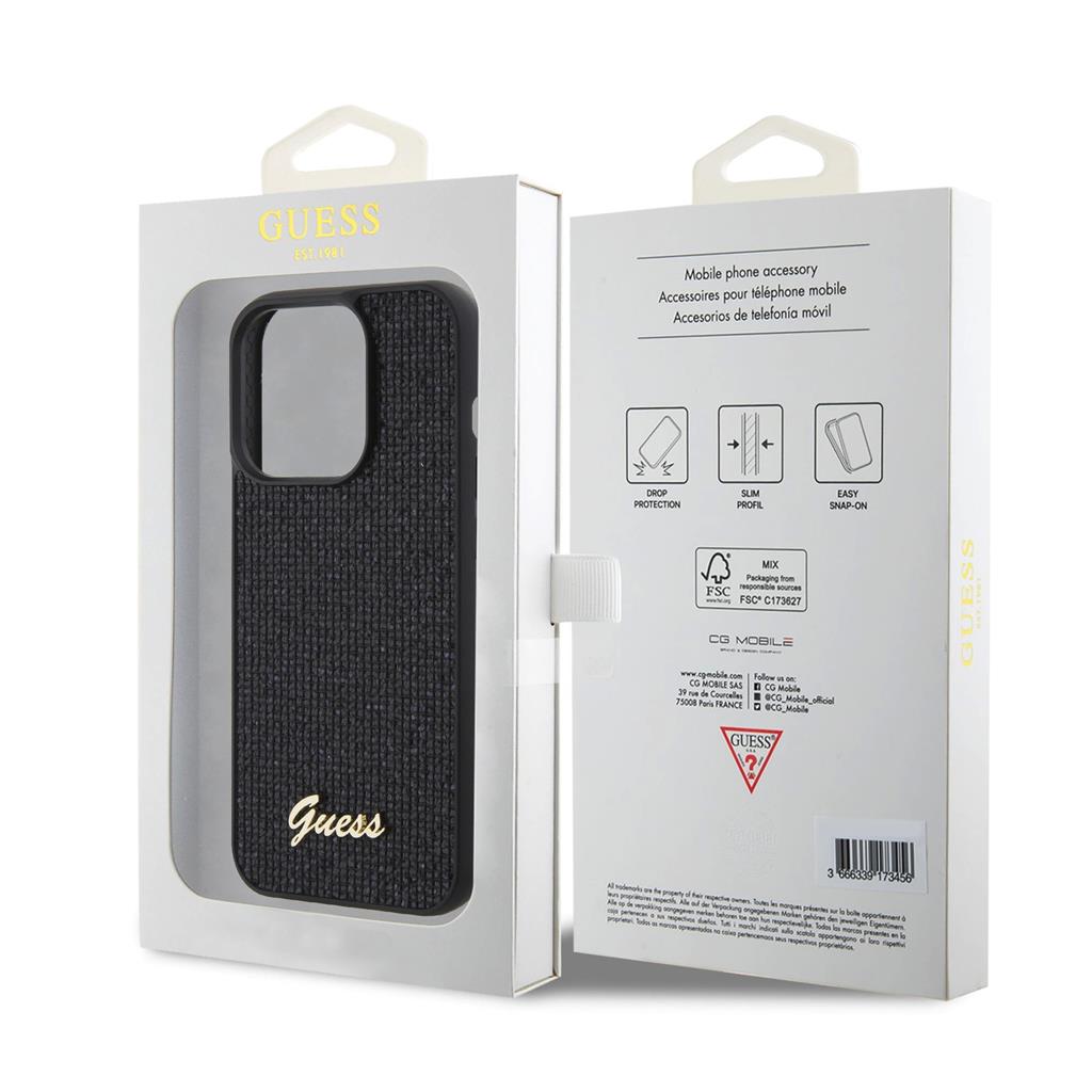 Apple iPhone 15 Pro Guess PU Square Mirror Script Logo tok (Fekete) - GUHCP15LPMSDGSK