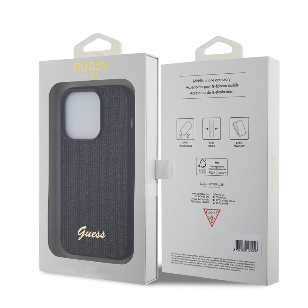 Apple iPhone 15 Pro Guess Sequin Script Logo tok (Fekete) - GUHCP15LPSFDGSK