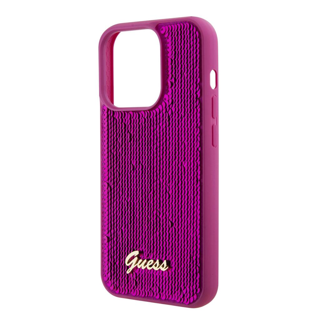 Apple iPhone 15 Pro Guess Sequin Script Logo tok (Magenta) - GUHCP15LPSFDGSF