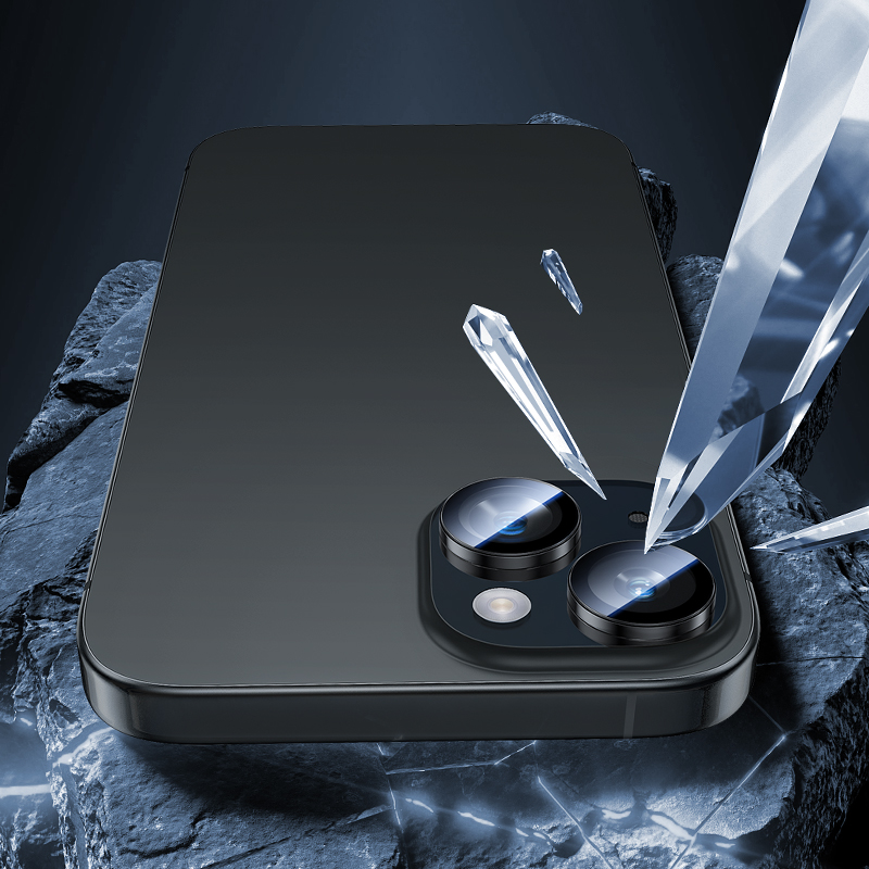 Apple iPhone 15 Pro / iPhone 15 Pro Max Hoco crystal clear metal kameravédő üvegfólia rózsaszín