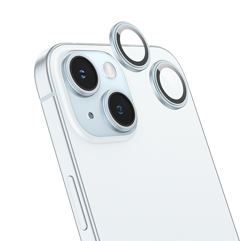 Apple iPhone 15 Pro / iPhone 15 Pro Max Hoco crystal clear metal kameravédő üvegfólia rózsaszín