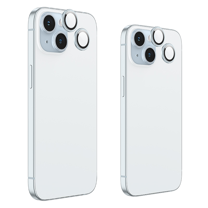Apple iPhone 15 Pro / iPhone 15 Pro Max Hoco crystal clear metal kameravédő üvegfólia rózsaszín