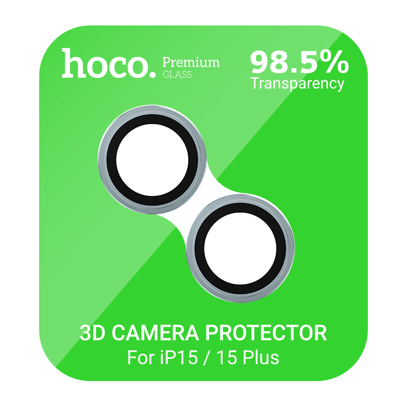 Apple iPhone 15 Pro / iPhone 15 Pro Max Hoco crystal clear metal kameravédő üvegfólia rózsaszín