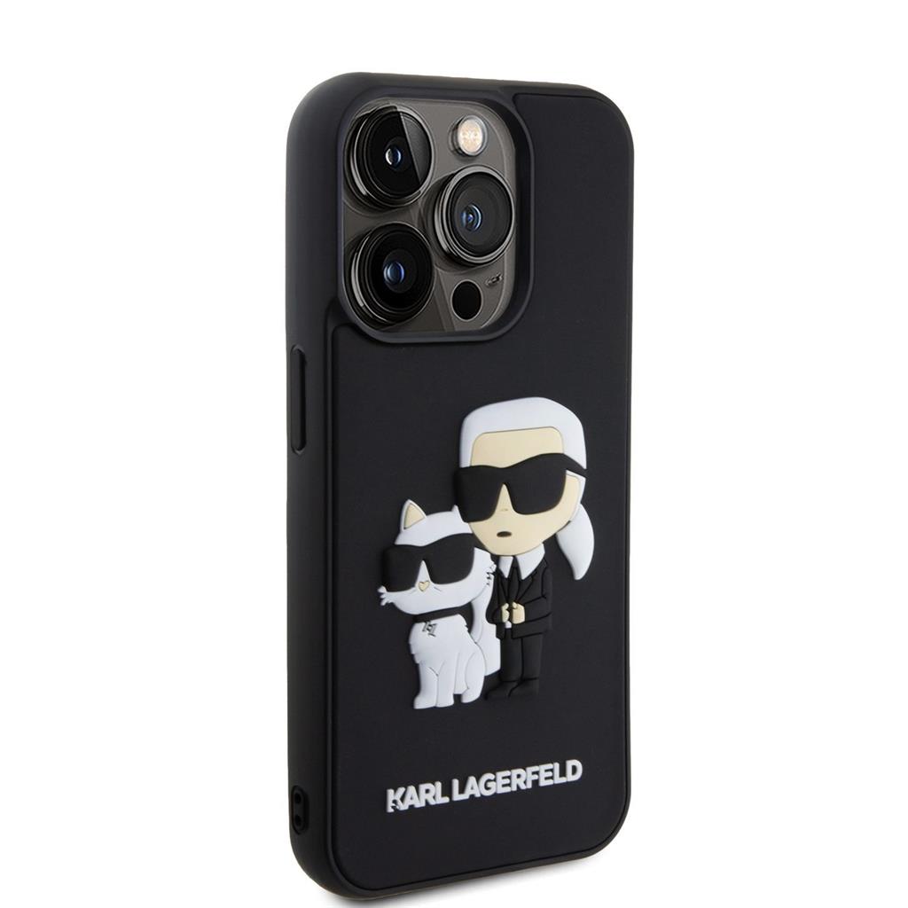 Apple iPhone 15 Pro Karl Lagerfeld 3D Karl & Choupette tok (Fekete) – KLHCP15L3DRKCNK