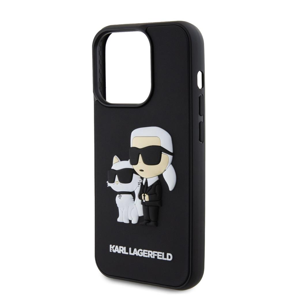 Apple iPhone 15 Pro Karl Lagerfeld 3D Karl & Choupette tok (Fekete) – KLHCP15L3DRKCNK
