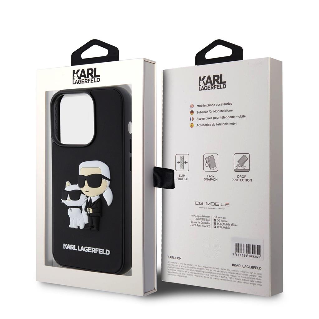 Apple iPhone 15 Pro Karl Lagerfeld 3D Karl & Choupette tok (Fekete) – KLHCP15L3DRKCNK