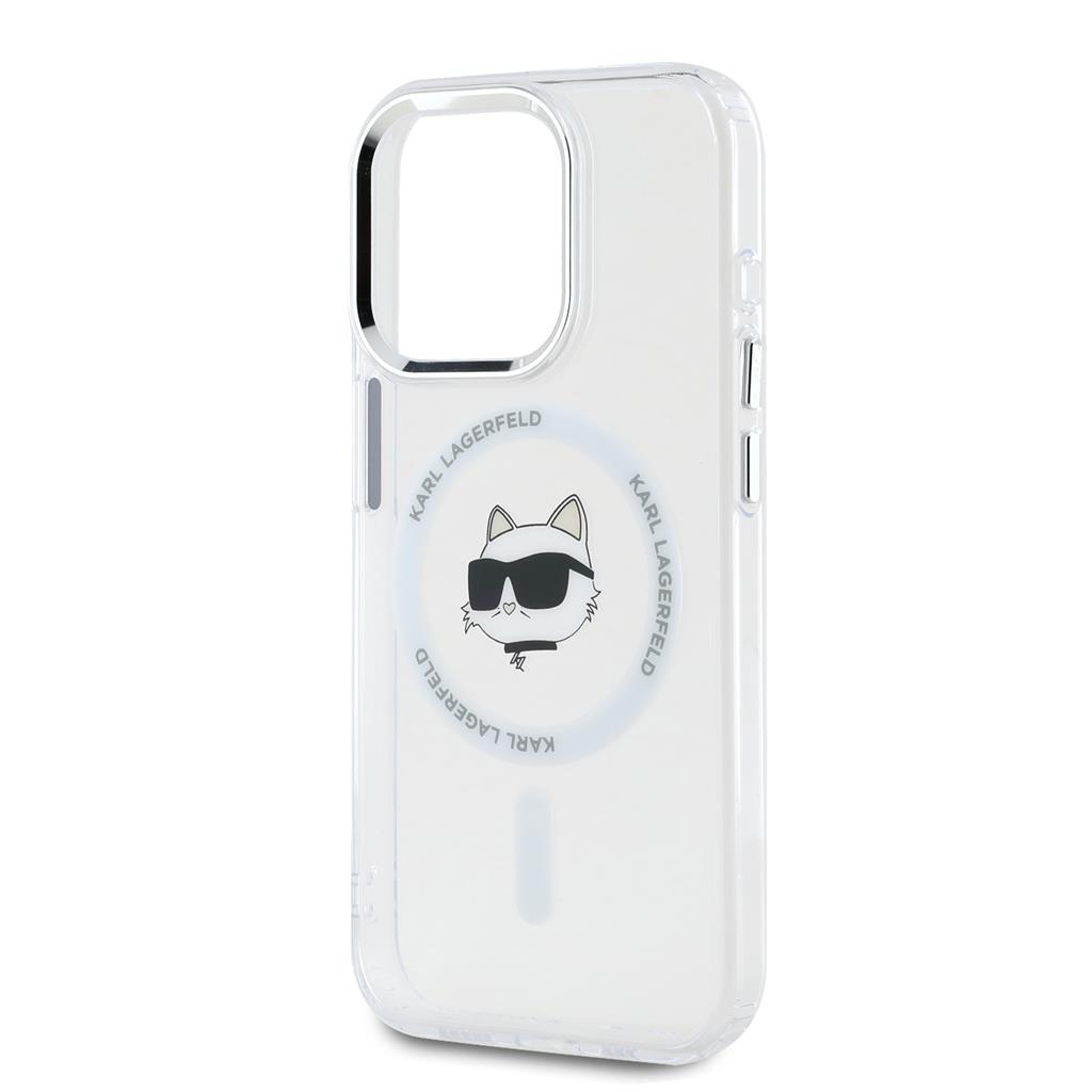 Apple iPhone 15 Pro Karl Lagerfeld IML Choupette Head Metal Frame MagSafe tok (Átlátszó) – KLHMP15LHLSCHH