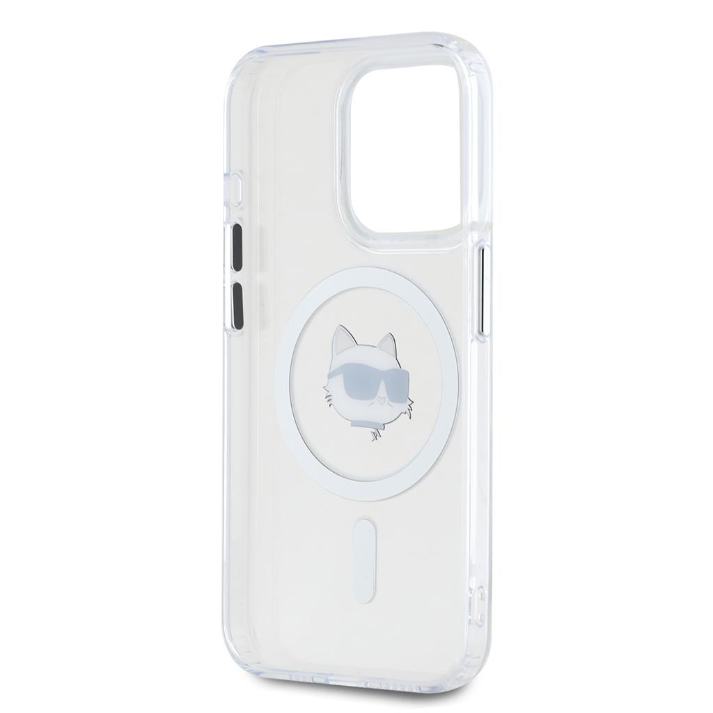 Apple iPhone 15 Pro Karl Lagerfeld IML Choupette Head Metal Frame MagSafe tok (Átlátszó) – KLHMP15LHLSCHH