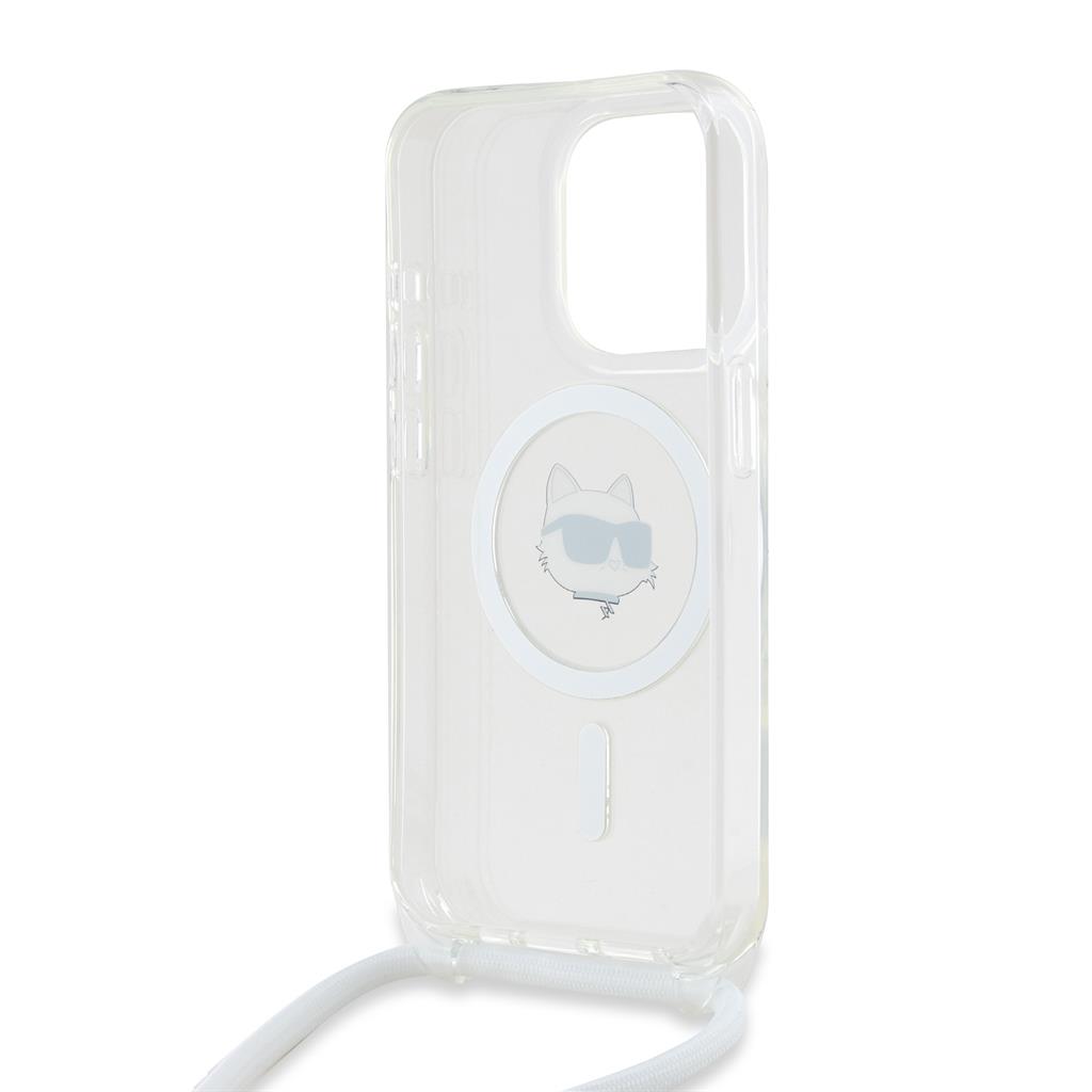 Apple iPhone 15 Pro Karl Lagerfeld IML Crossbody Choupette Head MagSafe tok (Átlátszó) – KLHMP15LHCCHNT