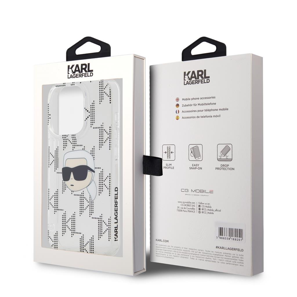 Apple iPhone 15 Pro Karl Lagerfeld IML Electroplated Karl Head tok (Átlátszó) – KLHCP15LHKLPKHT