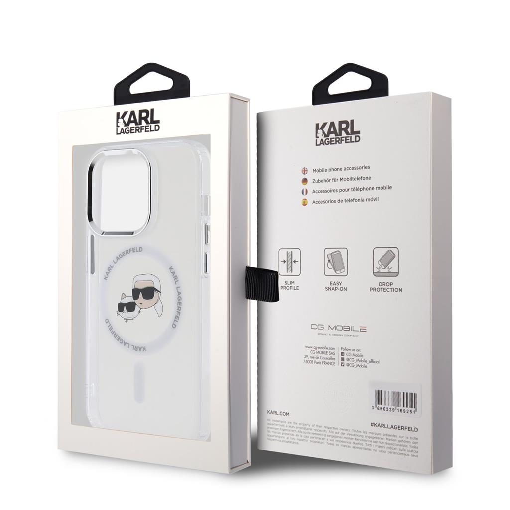 Apple iPhone 15 Pro Karl Lagerfeld IML K&CH Heads Metal Frame MagSafe tok (Átlátszó) – KLHMP15LHLSKCH