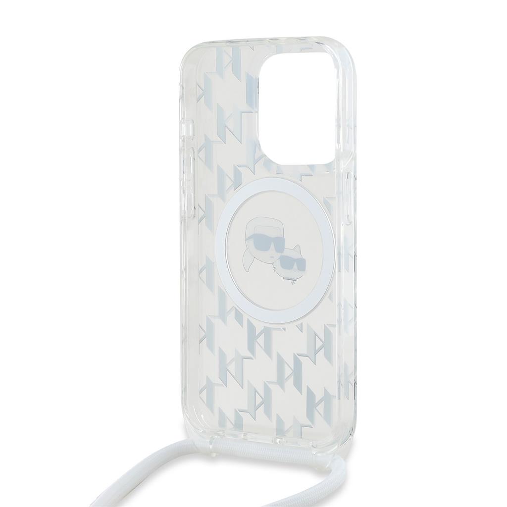Apple iPhone 15 Pro Karl Lagerfeld IML Monogram Crossbody K&CH Heads MagSafe tok (Átlátszó) – KLHMP15LHCKCKLCT