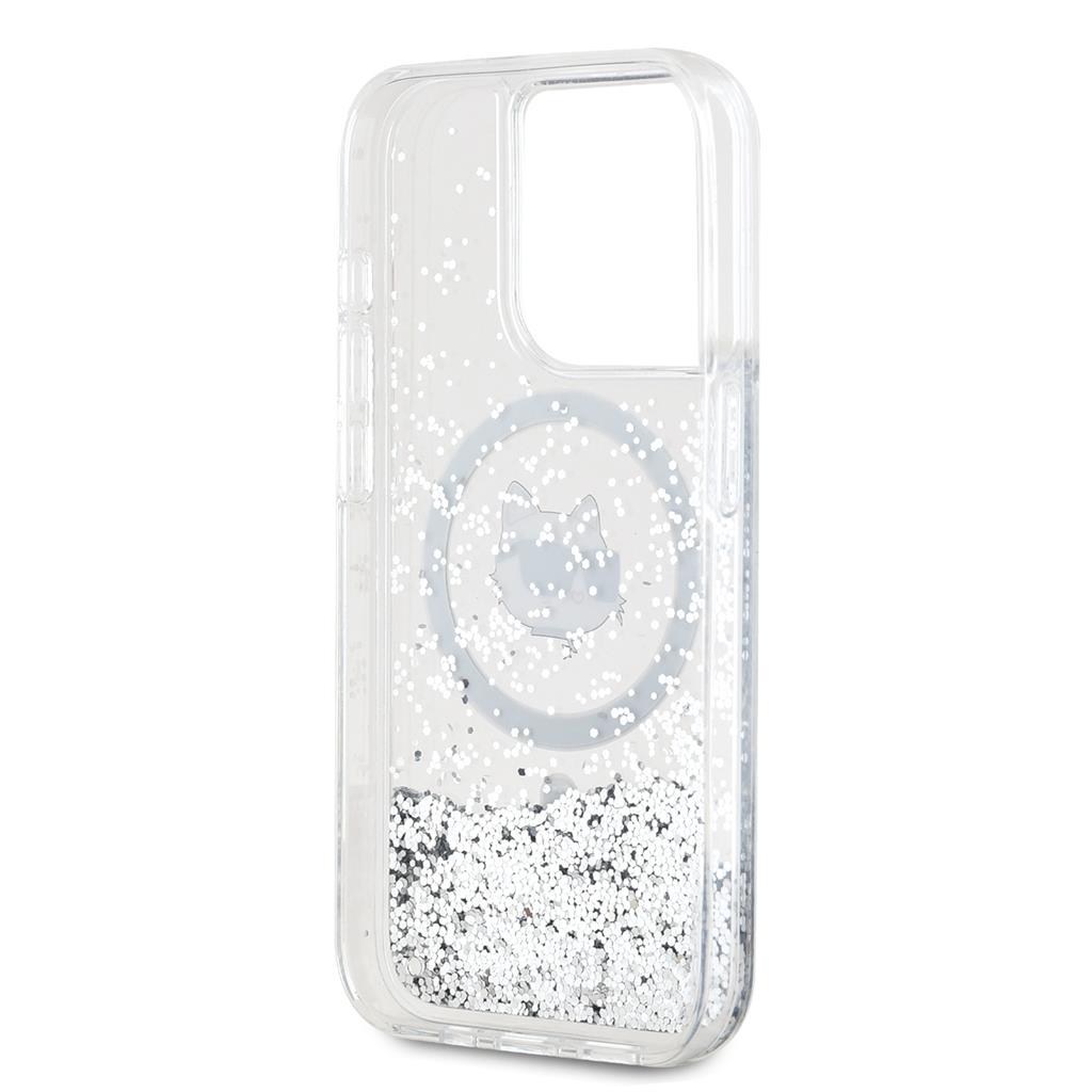 Apple iPhone 15 Pro Karl Lagerfeld Liquid Glitter Choupette Head MagSafe tok (Átlátszó) – KLHMP15LLGCHSGH
