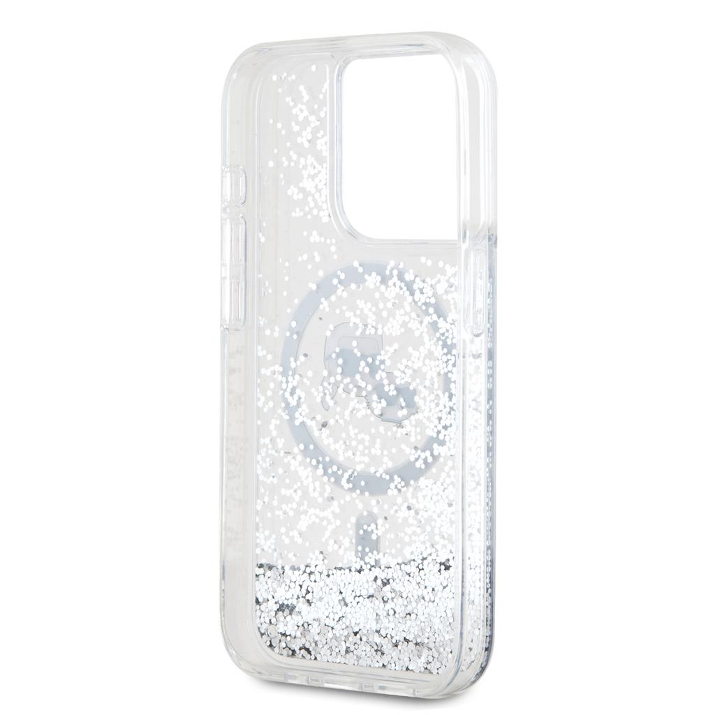 Apple iPhone 15 Pro Karl Lagerfeld Liquid Glitter Karl and Choupette Head hátlap tok (Átlátszó - KLHMP15LLGKCSGH) 1