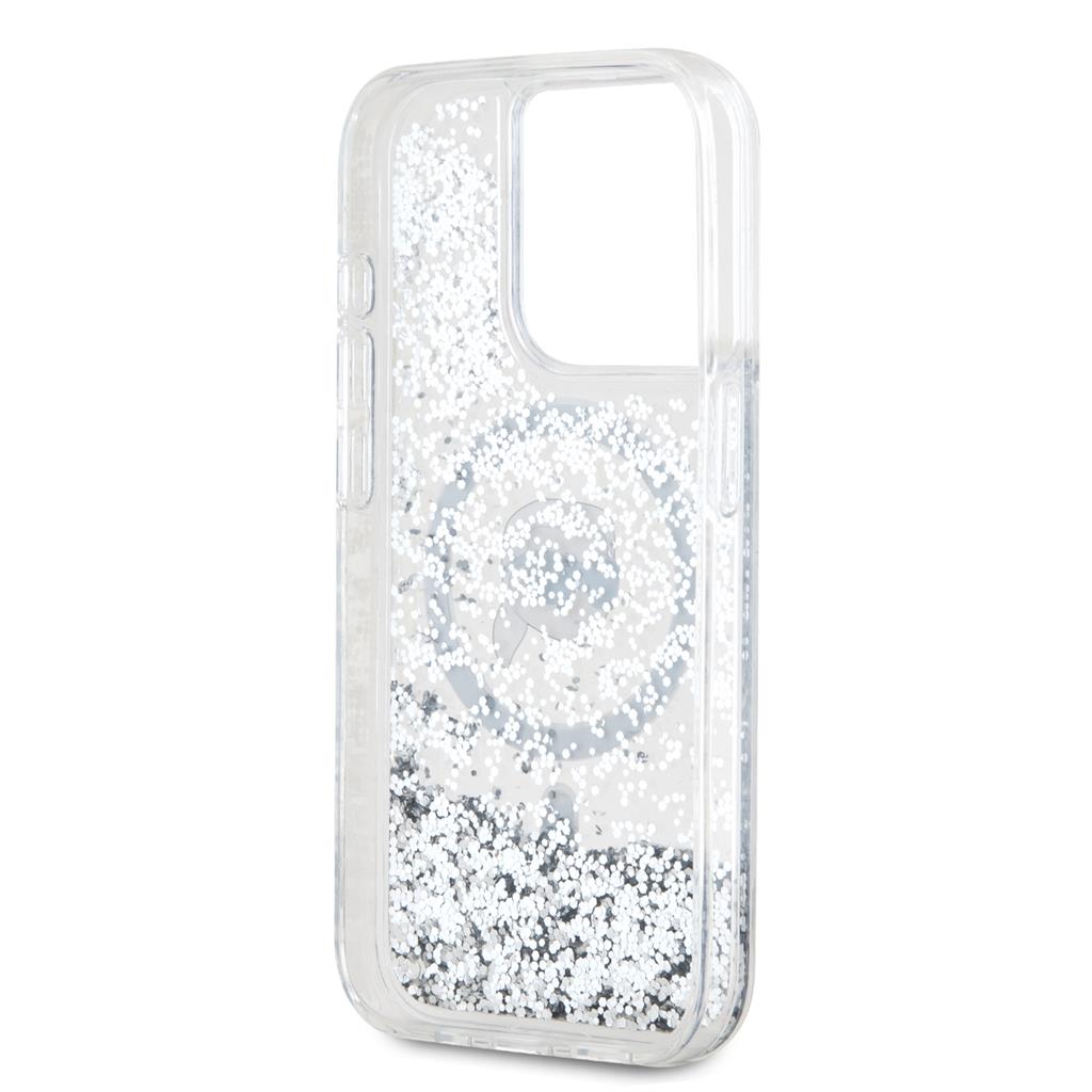 Apple iPhone 15 Pro Karl Lagerfeld Liquid Glitter Karl Head MagSafe tok (Átlátszó) – KLHMP15LLGKISGH