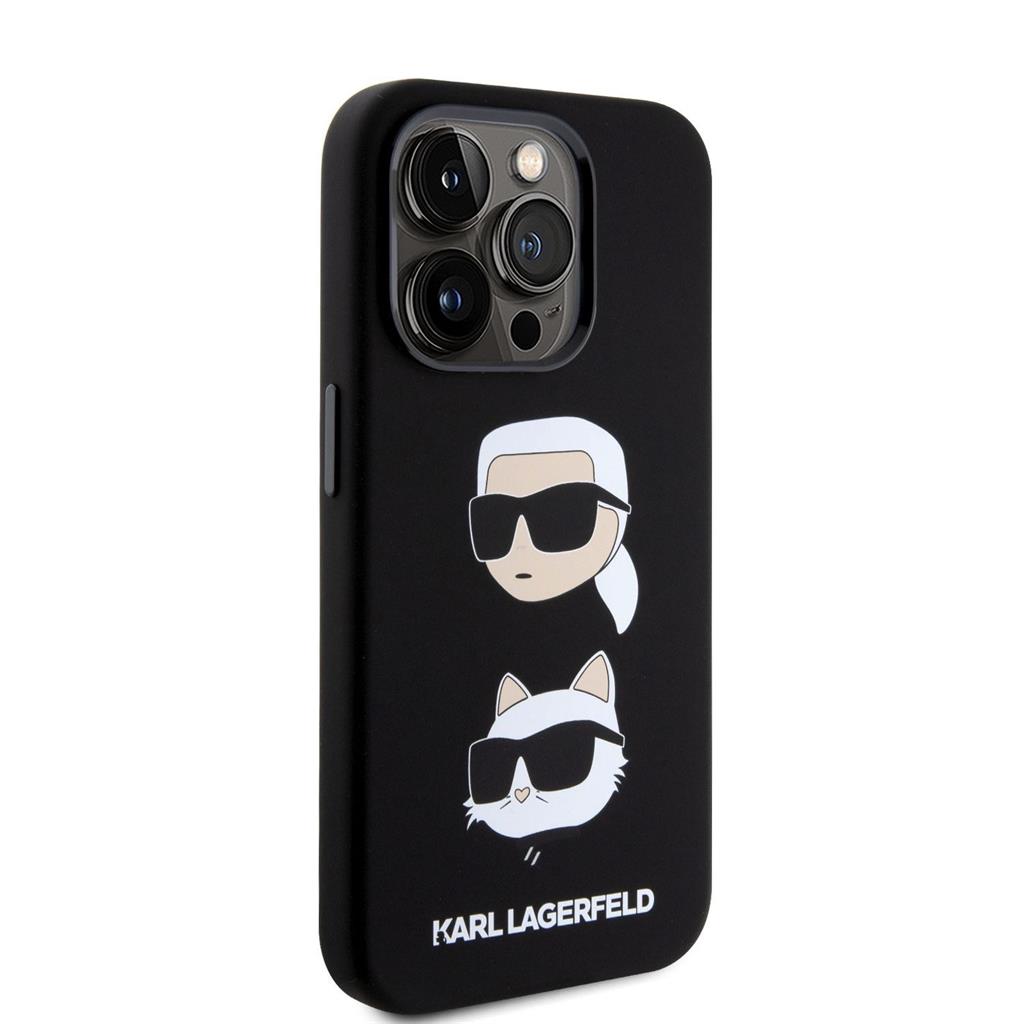 Apple iPhone 15 Pro Karl Lagerfeld Liquid Silicone Karl and Choupette Heads hátlap tok (Fekete - KLHCP15LSDHKCNK)