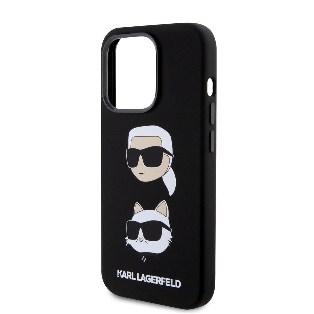 Apple iPhone 15 Pro Karl Lagerfeld Liquid Silicone Karl and Choupette Heads hátlap tok (Fekete - KLHCP15LSDHKCNK)