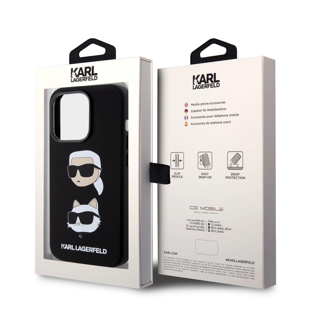 Apple iPhone 15 Pro Karl Lagerfeld Liquid Silicone Karl and Choupette Heads hátlap tok (Fekete - KLHCP15LSDHKCNK)