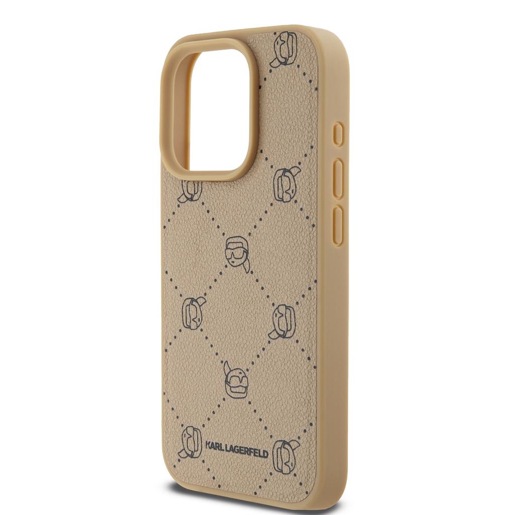 Apple iPhone 15 Pro Karl Lagerfeld PU Karl Heads Pattern MagSafe tok (Bézs) – KLHMP15LPGKHPHE