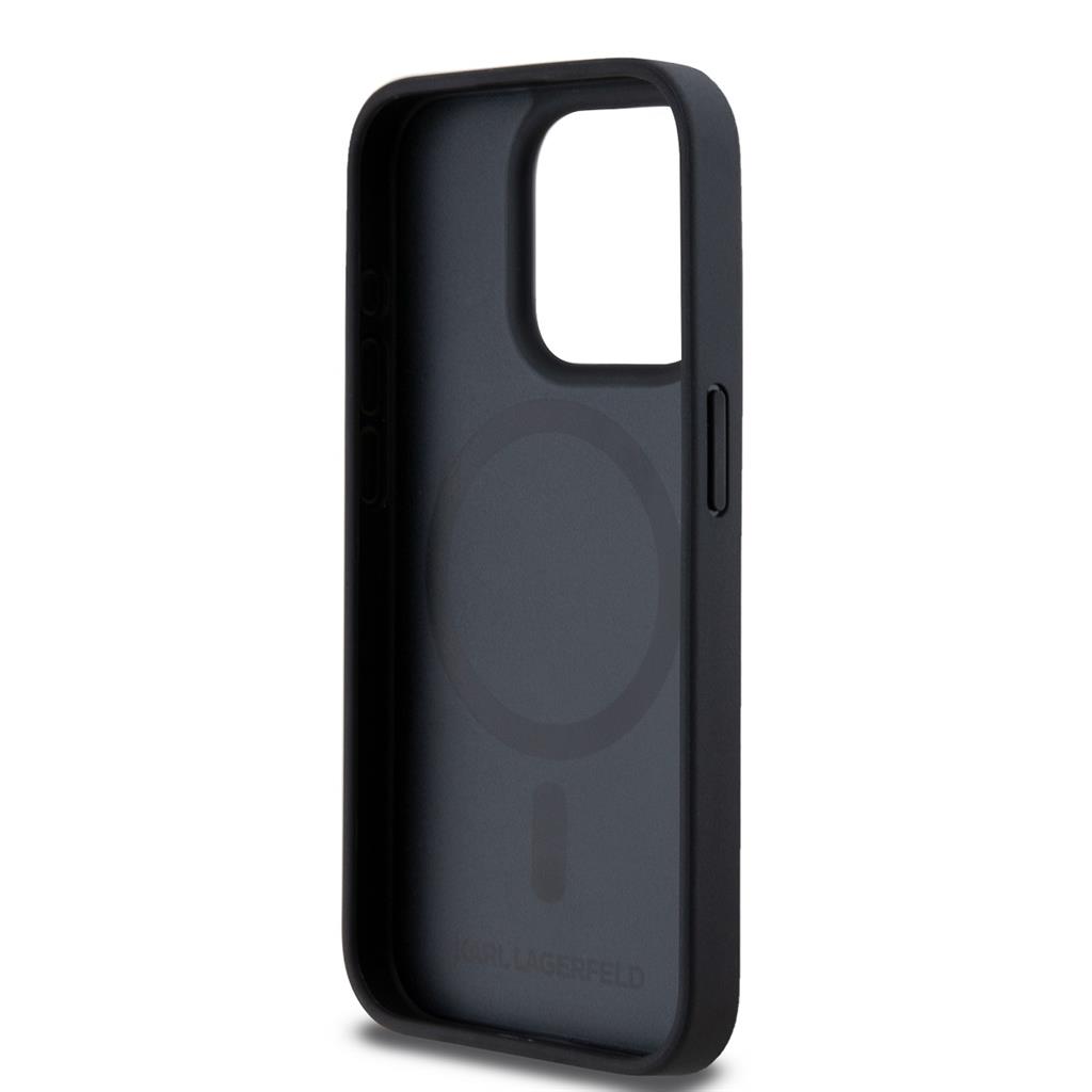 Apple iPhone 15 Pro Karl Lagerfeld PU Karl Heads Pattern MagSafe tok (Fekete) – KLHMP15LPGKHPHK