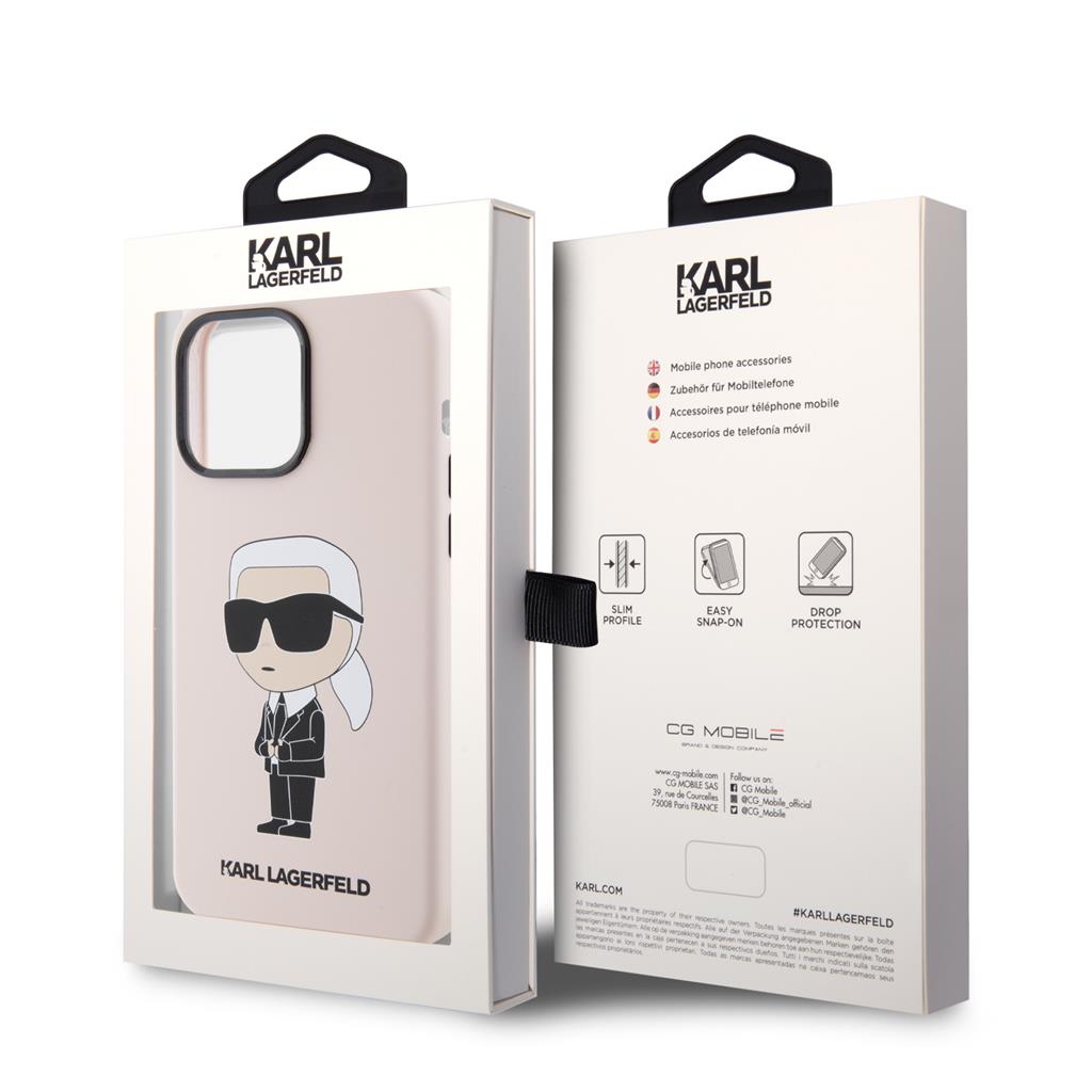Apple iPhone 15 Pro Karl Lagerfeld Ikonik NFT Silicon tok (Rózsaszín) – KLHCP15LSNIKBCP