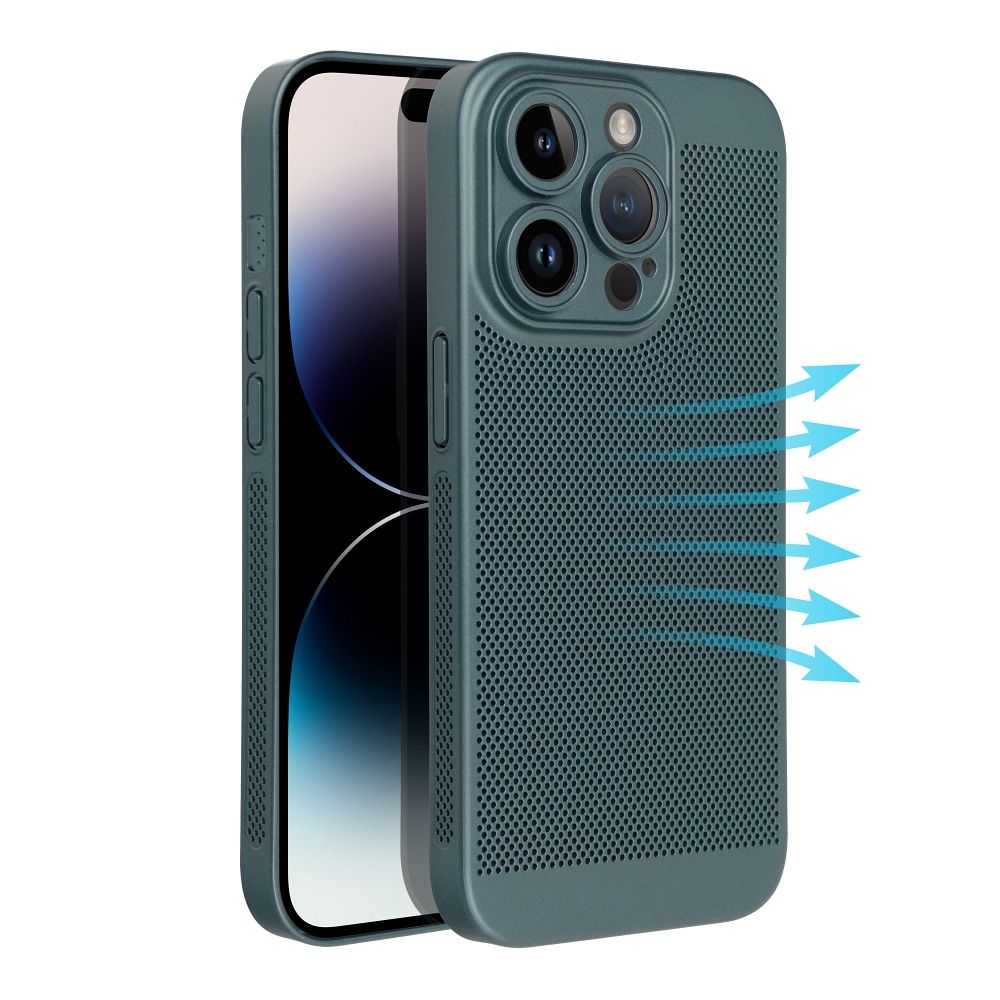 Apple iPhone 15 Pro Max Breezy lyukacsos műanyag hátlap tok (Zöld)